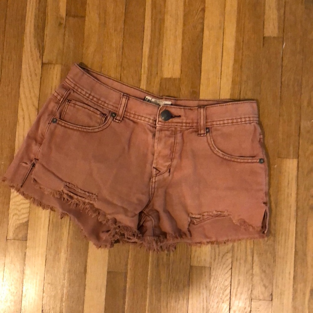 Free people pink jean shorts